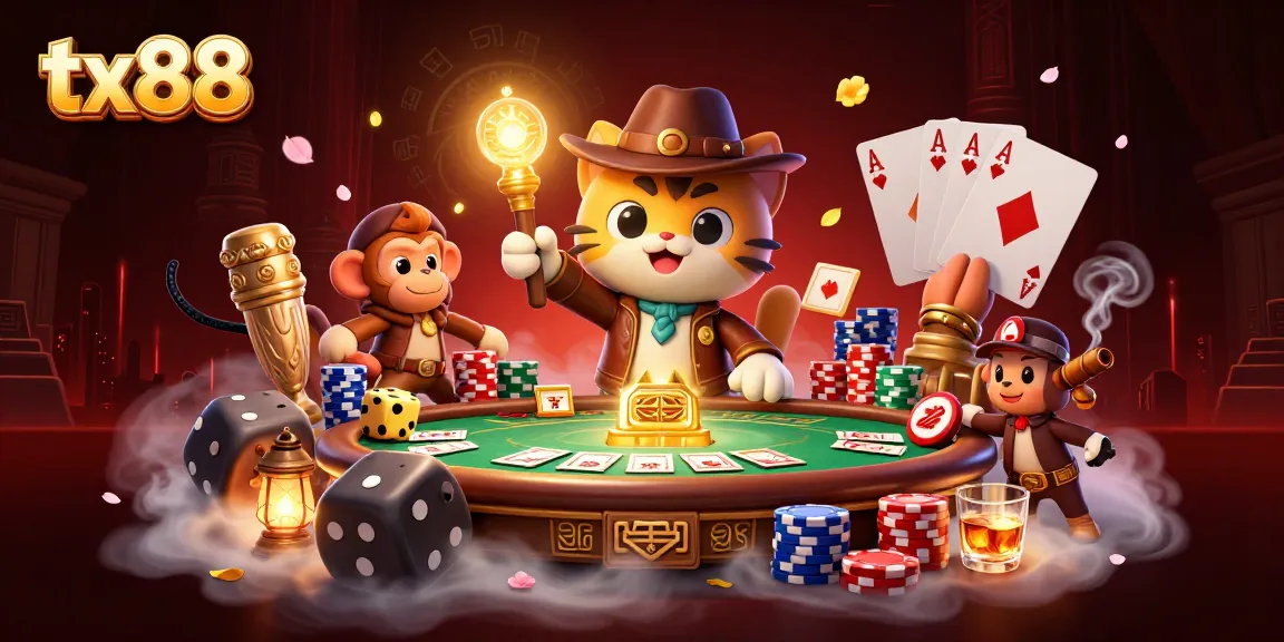 Engage with tx88 as the cat explorer and monkey companion unveil treasures at the casino
