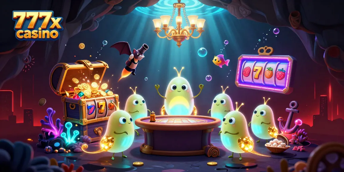 Play thrilling slots at 777x casino with bioluminescent glowworms lighting up the action!