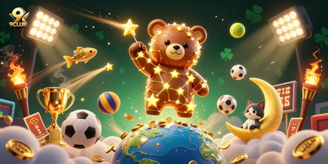 Experience thrilling betting action with 9CLUB in this vibrant, dynamic casino scene featuring winning elements.