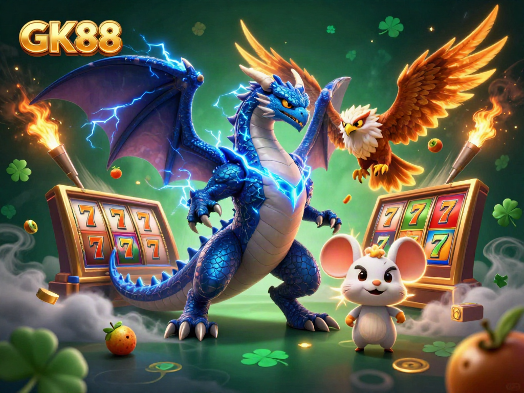 Bet on GK88 with an enchanting 3D illustration featuring a dynamic casino scene.