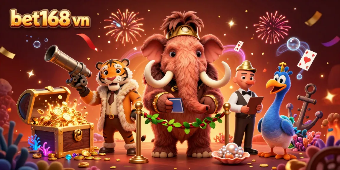 Join the excitement at bet168 vn with vibrant casino characters and thrilling game elements.