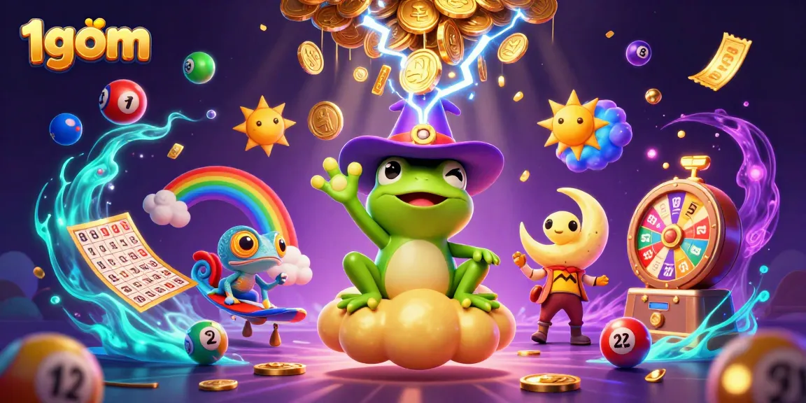 Experience thrilling 1gom gaming with a storm of golden coins and vibrant lottery elements.