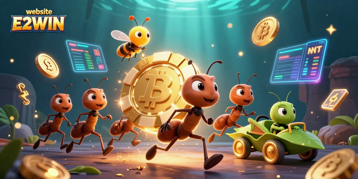 Experience dynamic gameplay at website E2WIN with charming characters celebrating online gambling.