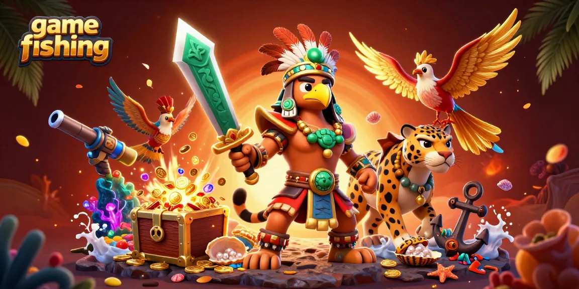 Experience the action in game fishing with vibrant underwater elements and dynamic characters.
