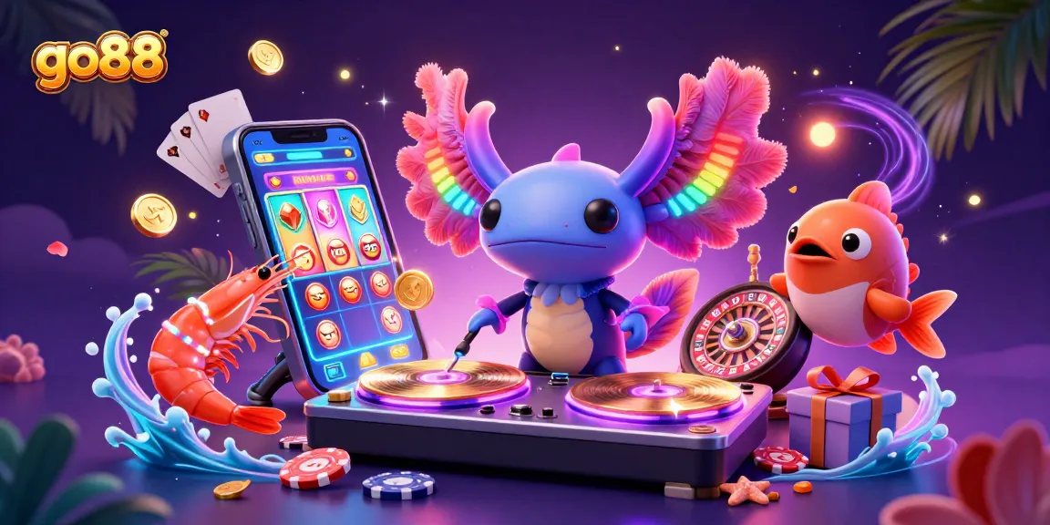 Play slot games and win big at go88, featuring a colorful carnival of gaming characters.