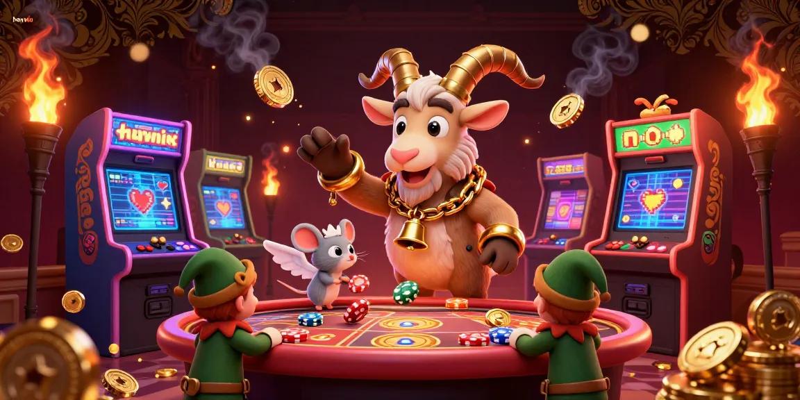 Engage in thrilling casino action with haywin, featuring festive characters in a lively digital gaming scene, capturing the holiday spirit.