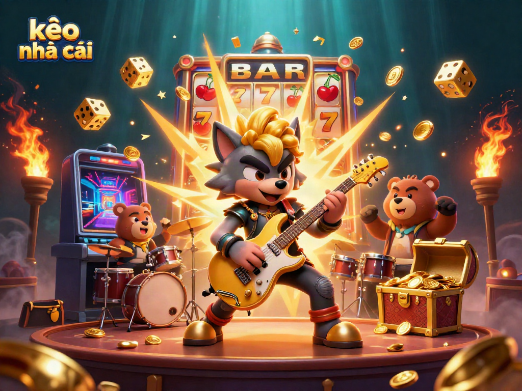 Engage with kèo nhà cái through this vibrant casino scene featuring cartoon characters and dynamic game elements.