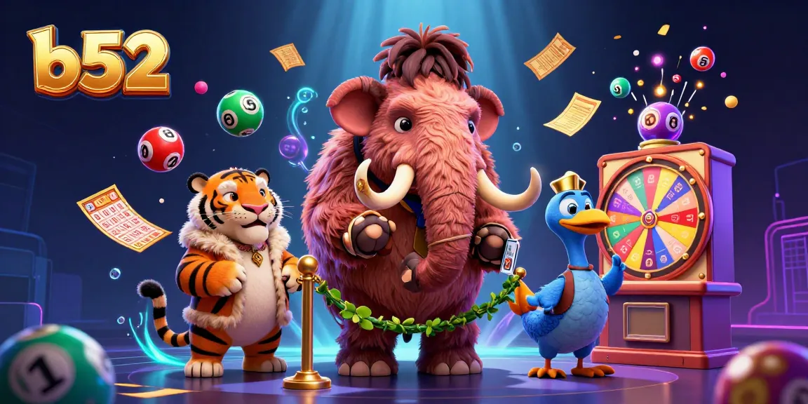 Join the b52 casino adventure with a vibrant illustration of unique characters and dynamic gaming elements.