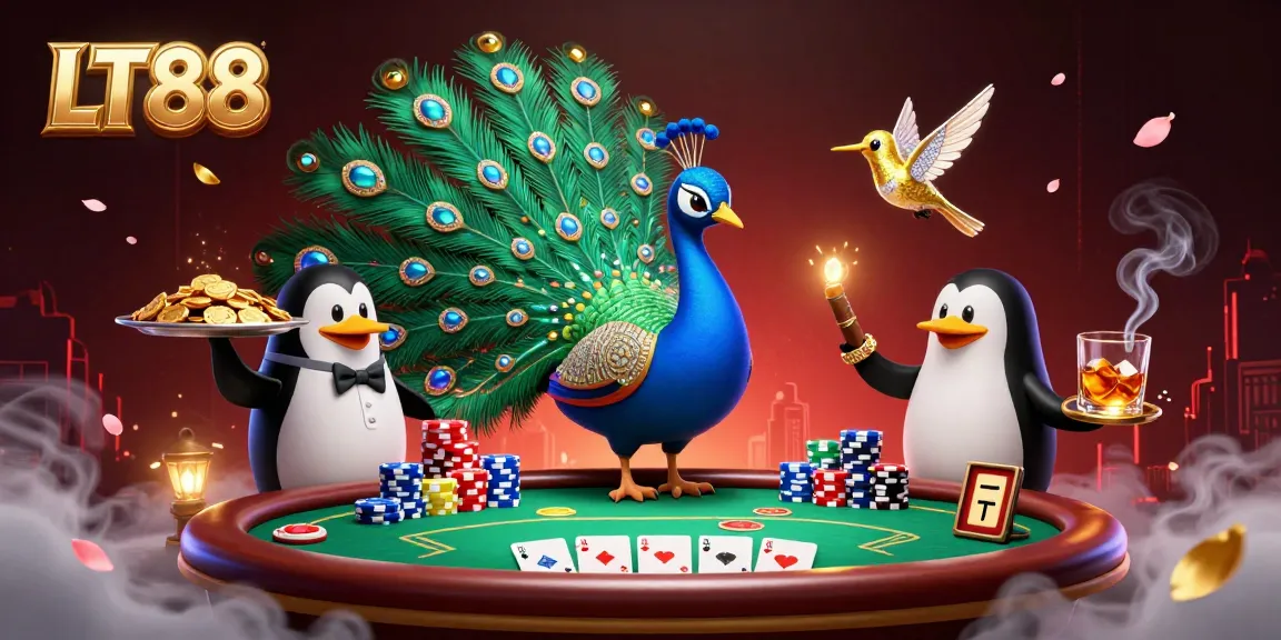 Experience the vibrant world of LT88 with dynamic poker action featuring majestic characters in a captivating casino setting.