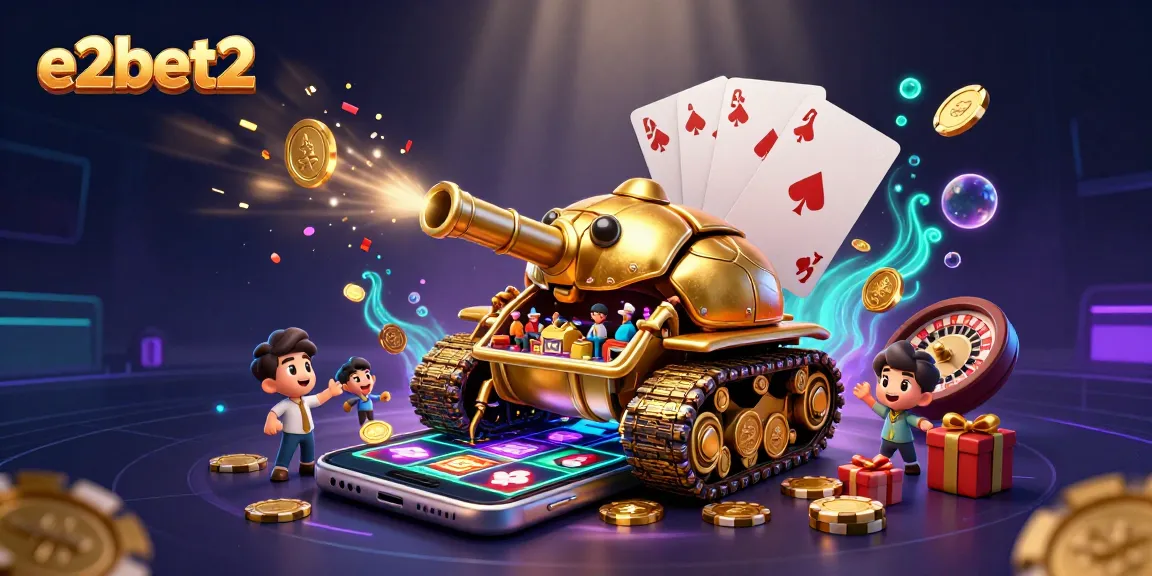 Experience exciting gambling with e2bet2 in this vibrant 3D casino illustration.