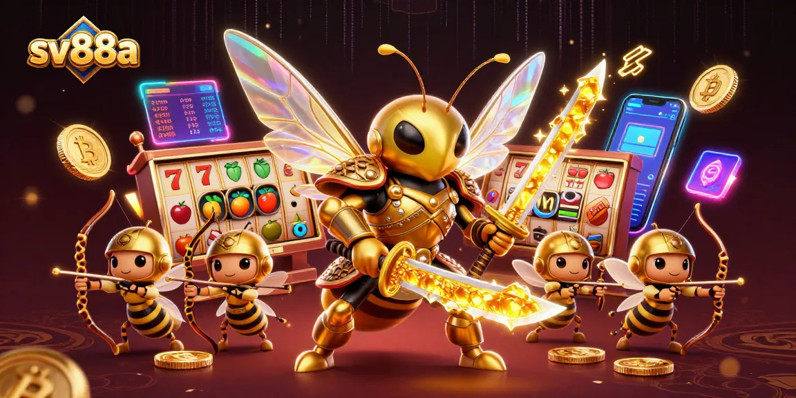 Experience thrilling gameplay at sv88a with a dynamic 3D illustration featuring unique casino elements.