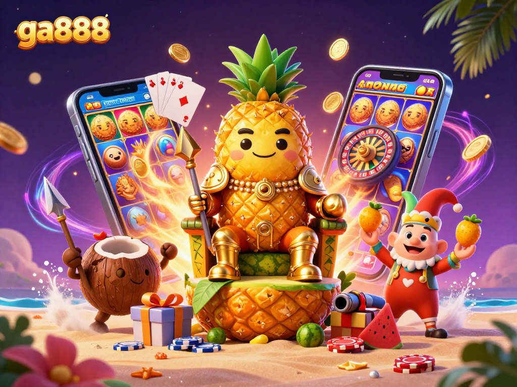 Engage with ga888's vibrant 3D casino scene featuring characters and dynamic gaming elements.
