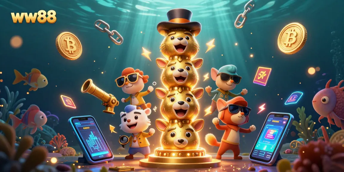 Experience the thrilling fish shooting action with ww88 at this vibrant underwater casino scene.