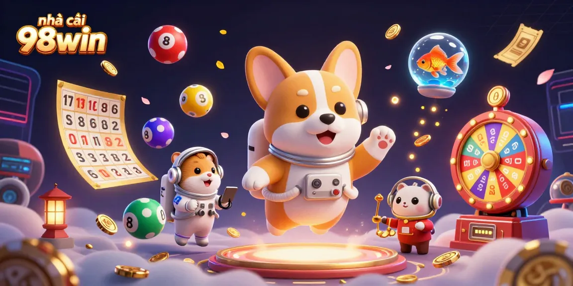 Experience gaming excitement at nhà cái 98win with a vibrant casino illustration showcasing fun elements.