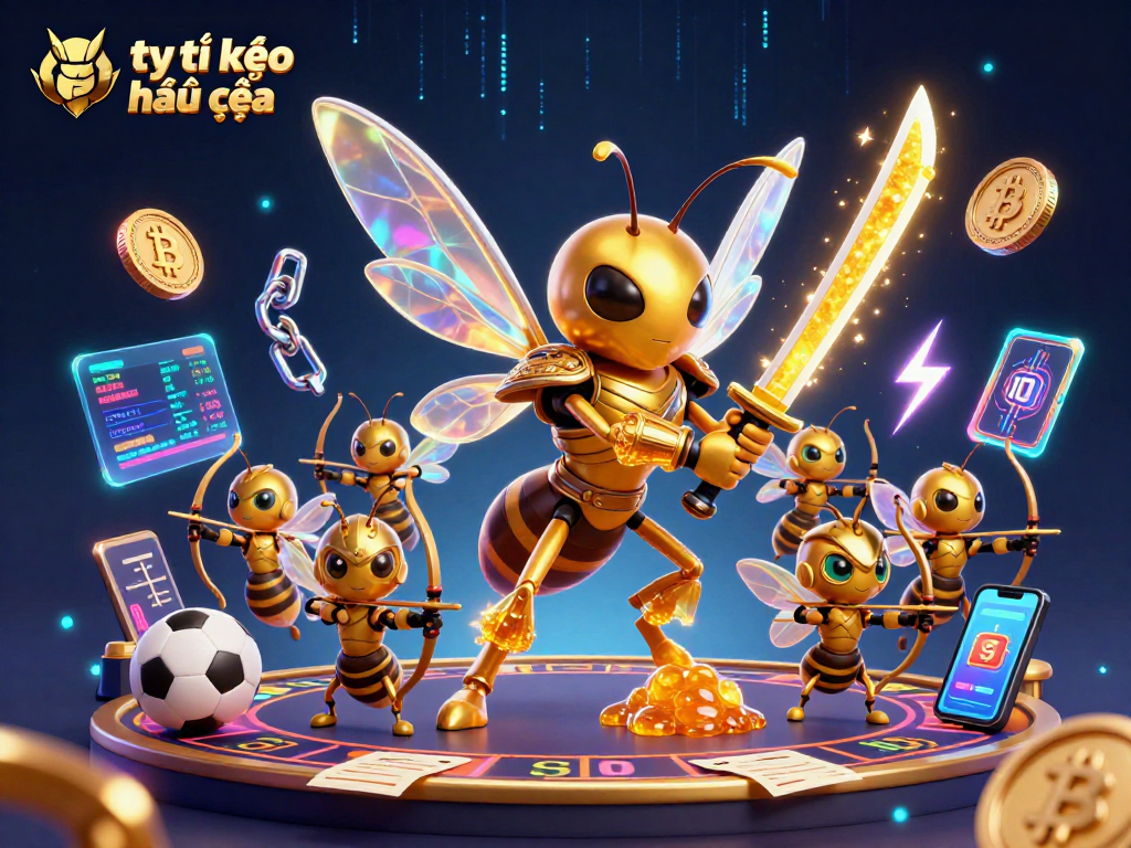 Bets on tỷ lệ kèo nhà cái showcased in a vibrant, engaging 3D casino scene with colorful sports elements.