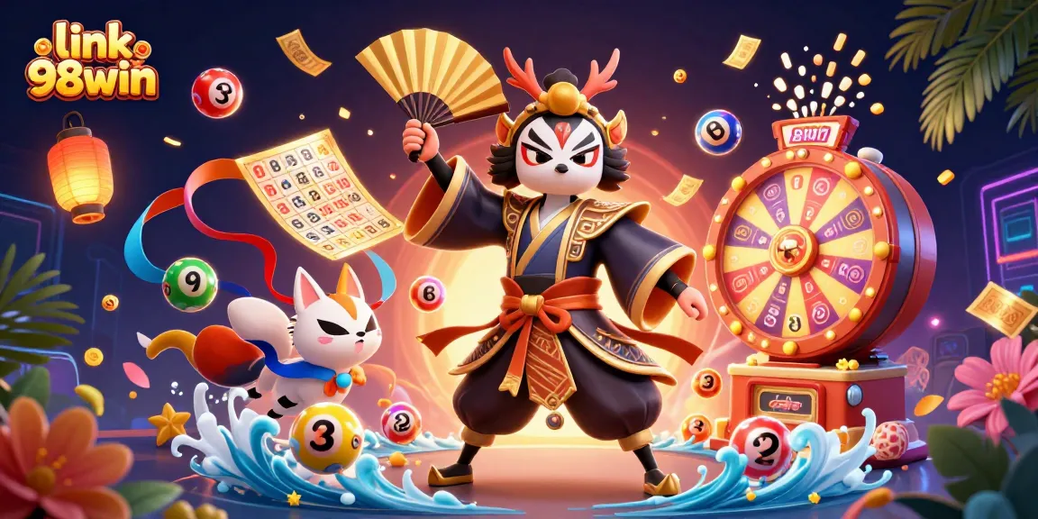Experience excitement with link 98win as vibrant lottery elements fill the scene.