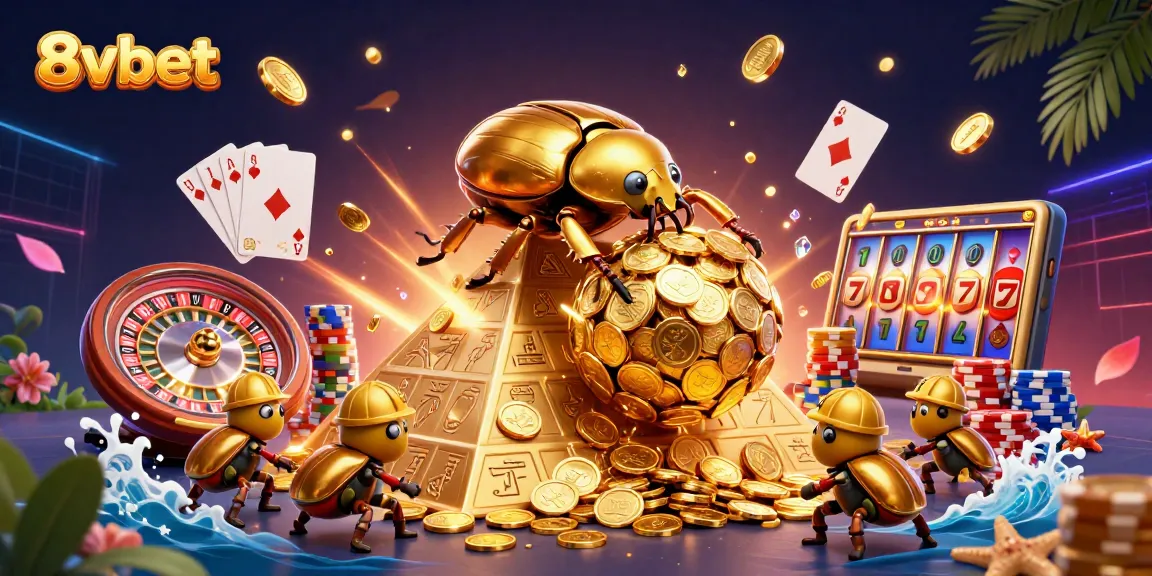 Experience the thrill at 8vbet with golden coins soaring in a vibrant casino scene.