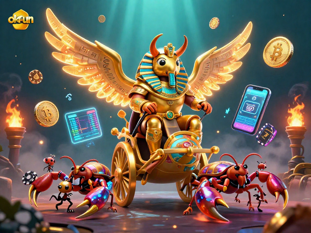 Join the excitement of okfun’s casino world with a mythical scarab beetle and crypto treasures!
