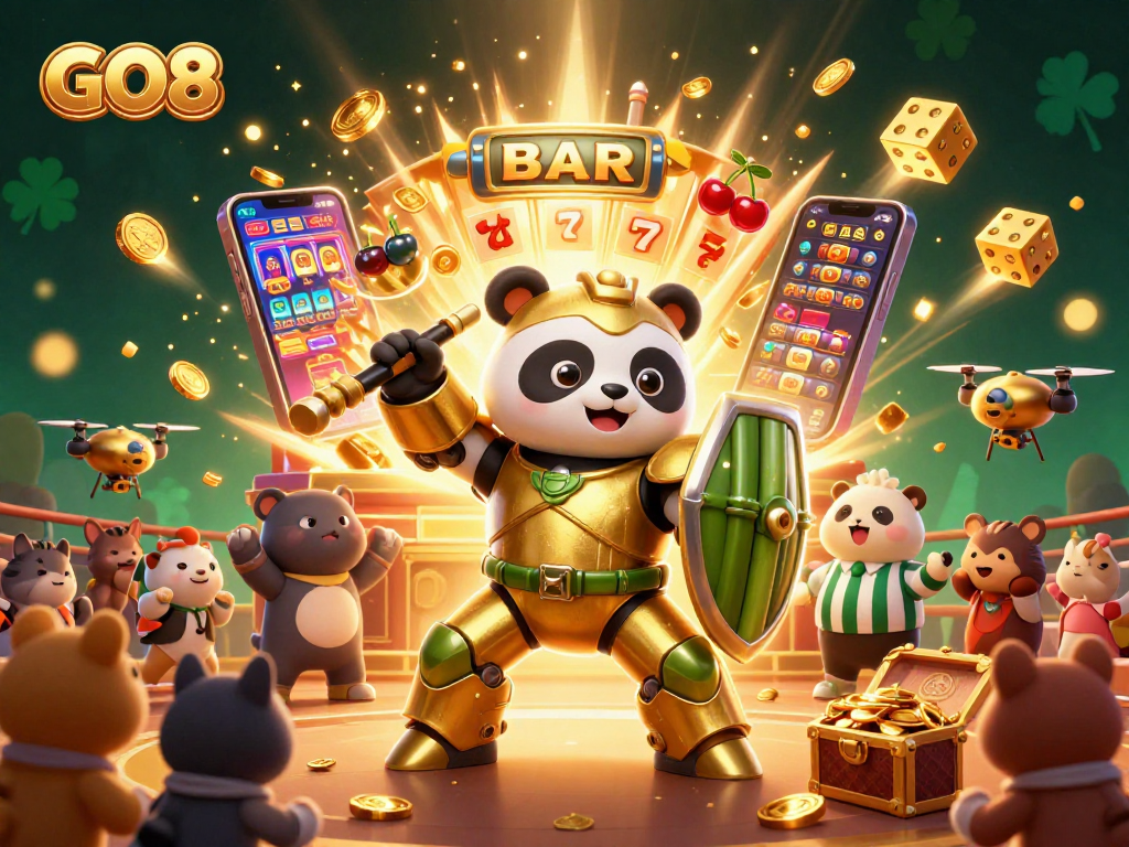 Experience the excitement of GO8 with 3D characters and dynamic casino elements bursting with winning energy.