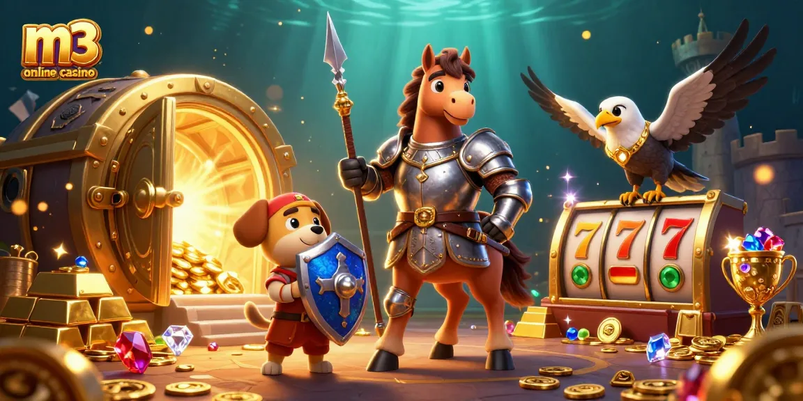 Engage with m3 online casino's thrilling adventures featuring knights, treasure, and slot games