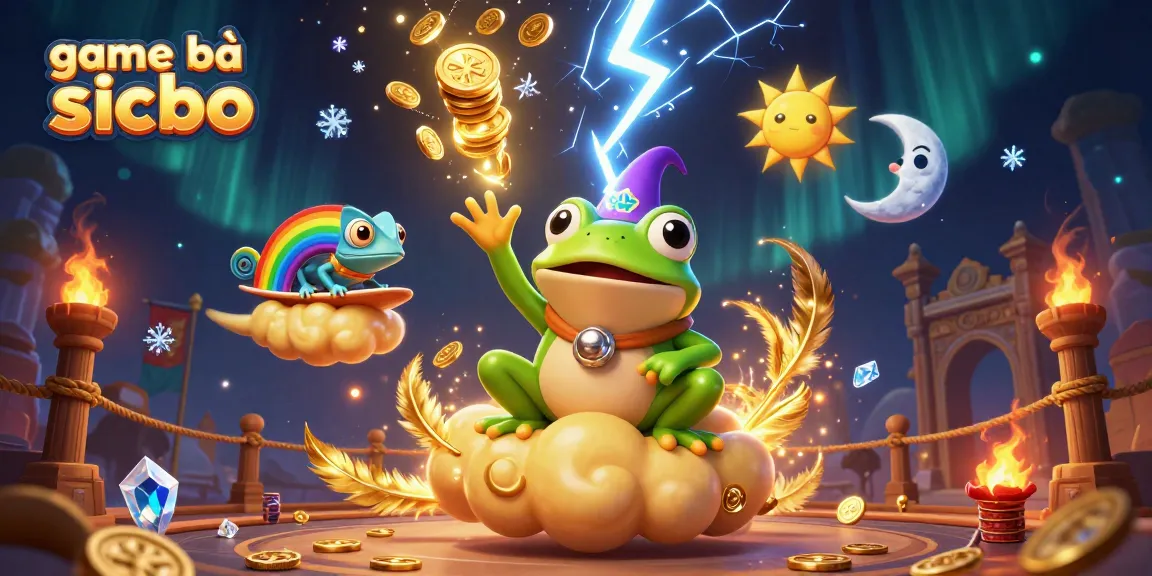 Win big with game bài sicbo as a wizard frog creates wealth in a dynamic casino scene.