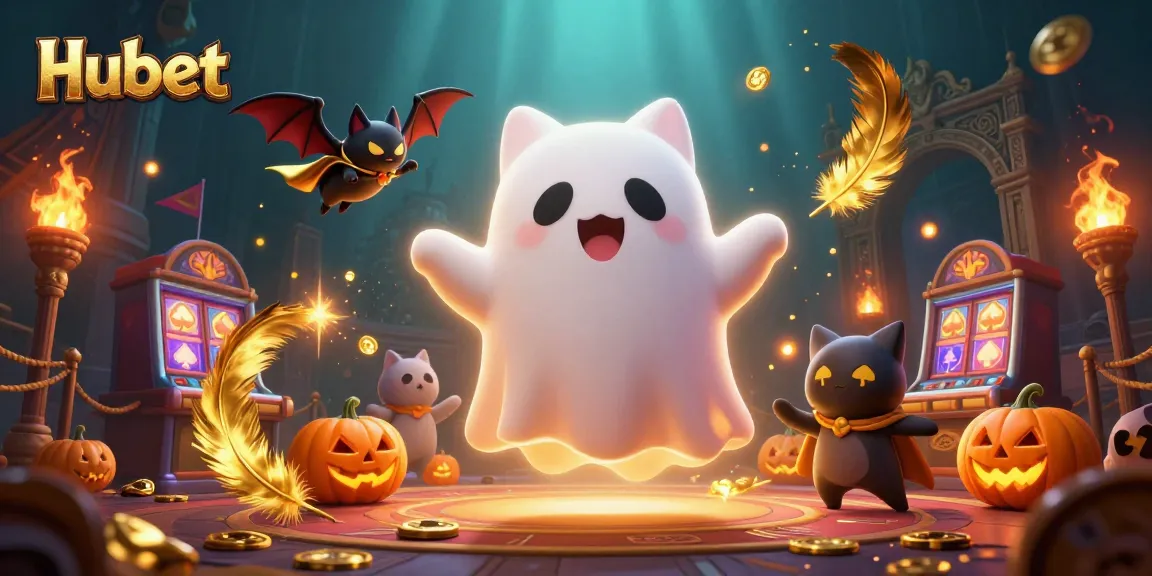 Engage in thrilling wins at Hubet with a lively 3D ghost cat and exciting casino elements.
