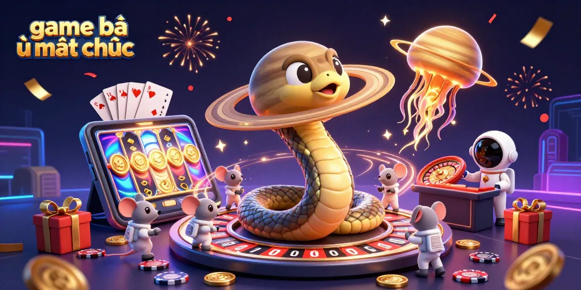 Engage in game bài ù mạt chược with vibrant cosmic casino elements and energetic characters.