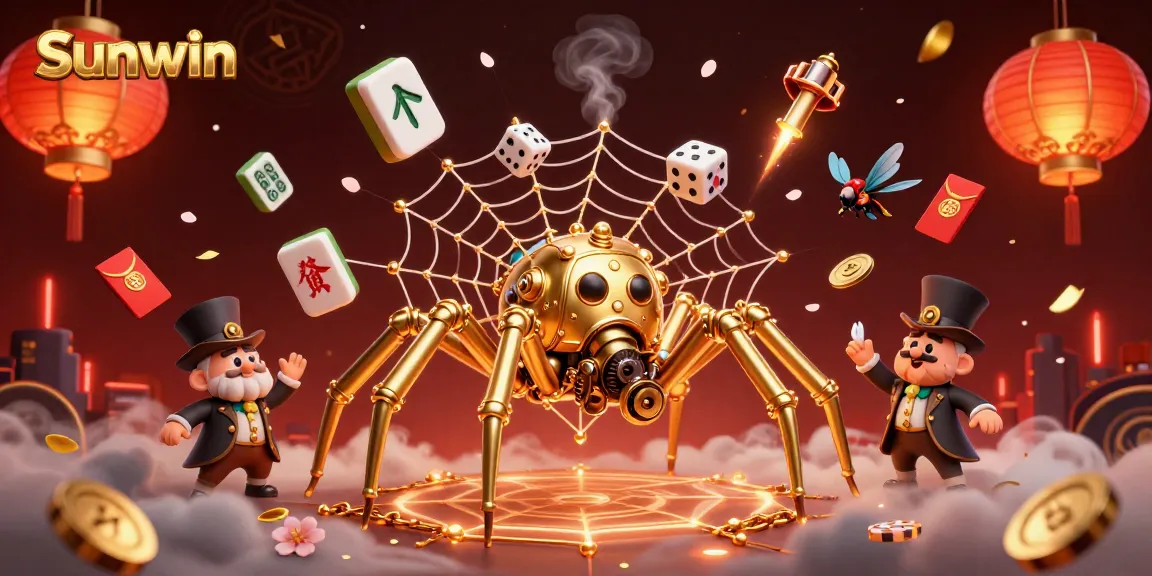 Play exciting casino games at Sunwin with a steampunk spider and a whimsical fly gentleman.