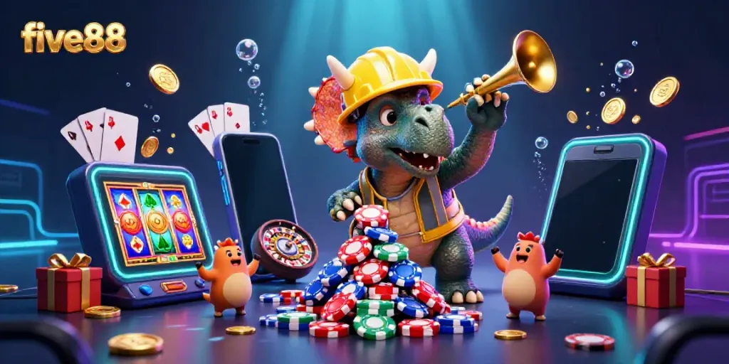 Experience five88's thrilling casino world with vibrant characters and exciting game elements