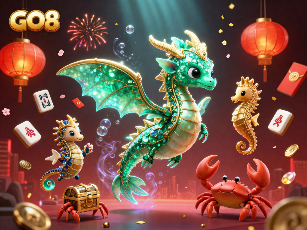 Experience the excitement at GO8 with a vibrant underwater casino scene.