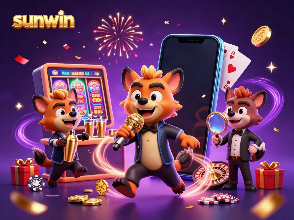 Engage in thrilling fun with sunwin as three hyenas spill drinks, joke, and light up the casino vibe.