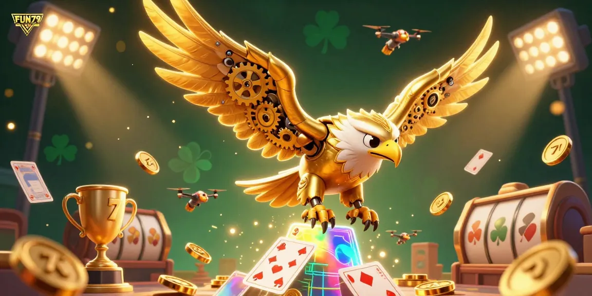 Experience the excitement of FUN79 with slots and holographic gameplay elements in an immersive scene.