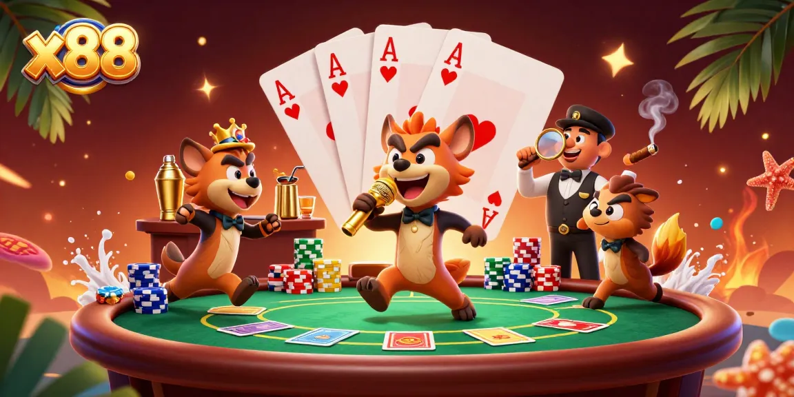 x88 reveals a vibrant casino scene with hyenas as entertainers, showcasing the excitement of online gaming.