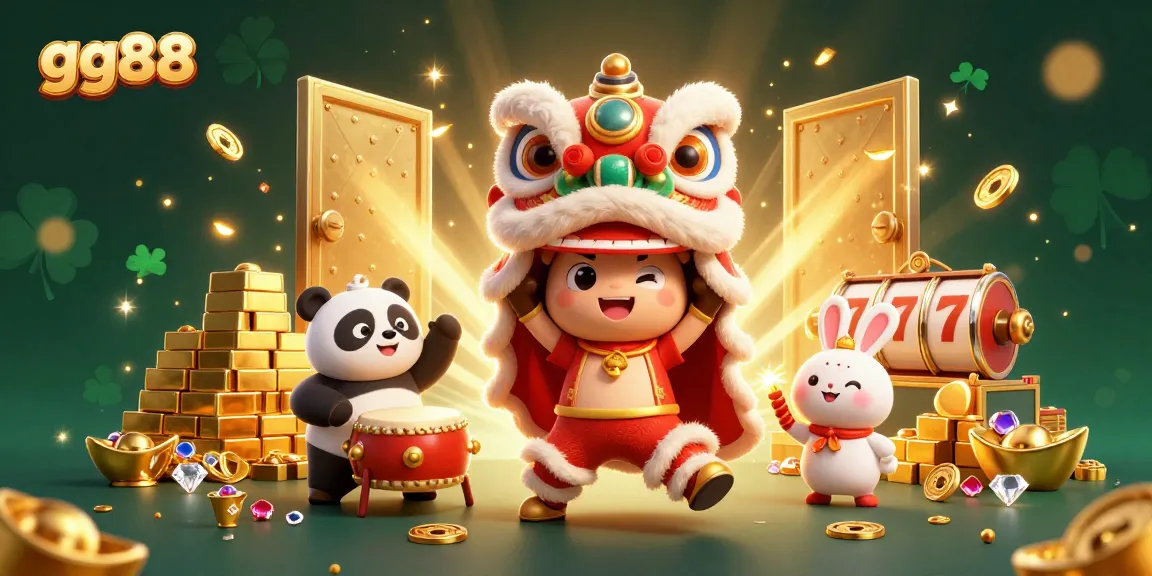 Spin to win at gg88 with an exciting 3D scene filled with treasures and casino elements!