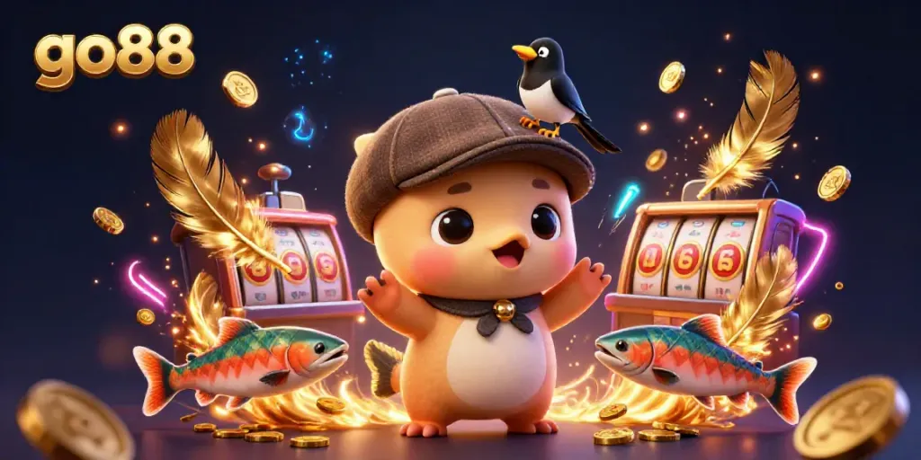 Experience the excitement of go88 with animated characters and vibrant casino elements.