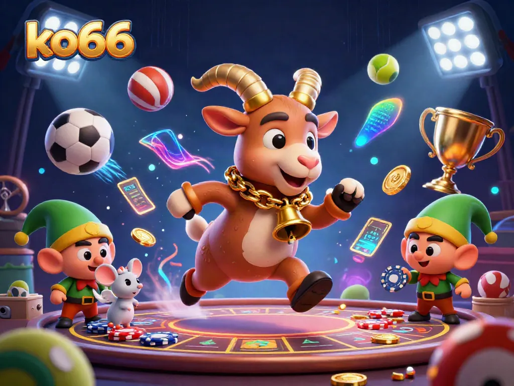 Experience the thrill of ko66 with a bustling casino scene featuring characters and vibrant betting elements.