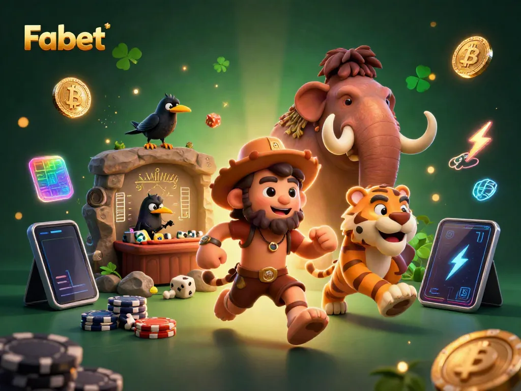 Experience thrilling gameplay with Fabet, featuring a dynamic prehistoric casino scene.