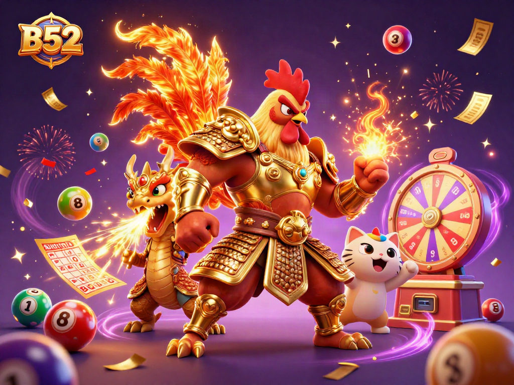 Engage with B52-themed casino excitement featuring dynamic characters and vibrant gaming elements.