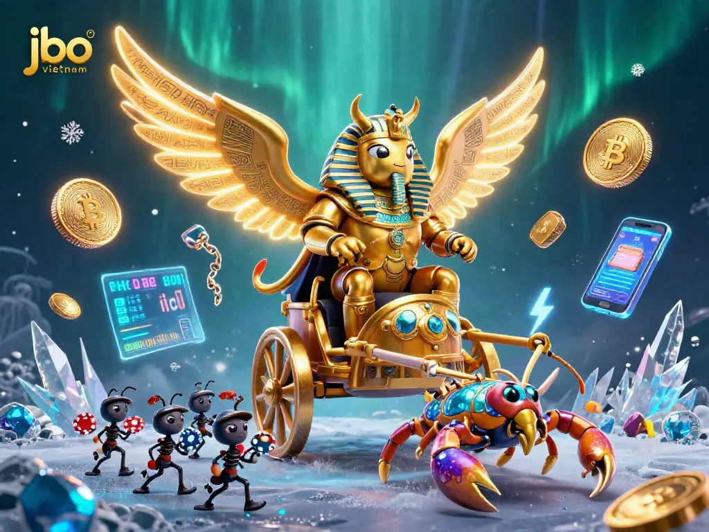 Engage in the thrilling jbo vietnam experience with an exciting 3D casino illustration featuring rich golden and neon elements.