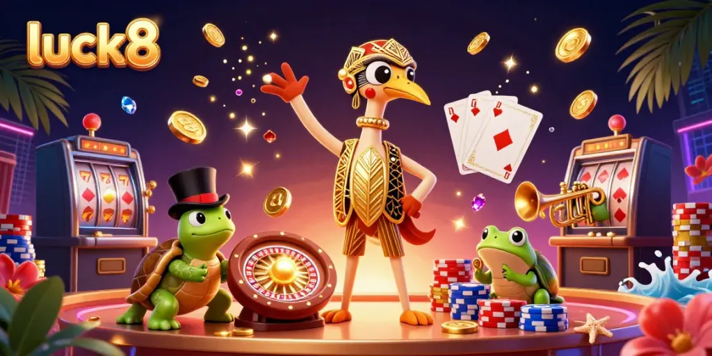 Experience the vibrant luck8 casino world with captivating 3D characters and exciting gaming elements.