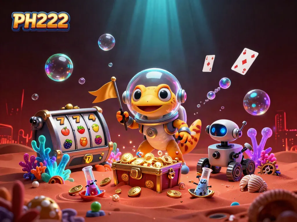 Engage in thrilling games at PH222 online casino with vibrant slot visuals and immersive Martian scenery.