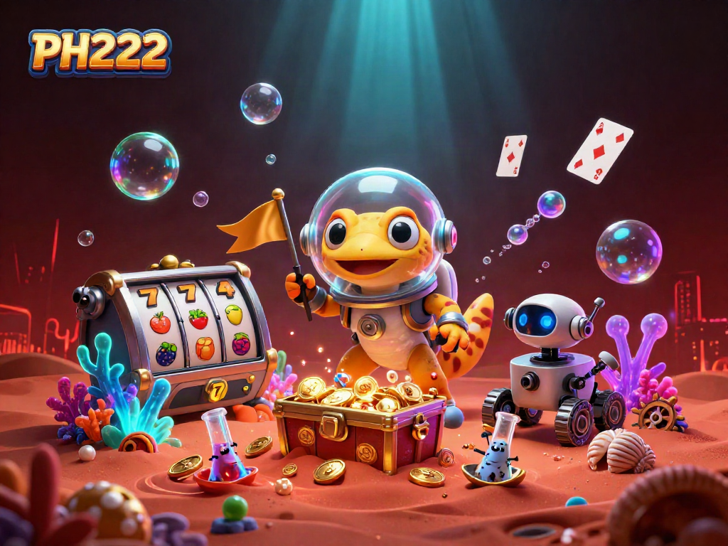 Engage in thrilling games at PH222 online casino with vibrant slot visuals and immersive Martian scenery.