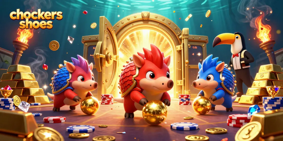Chockers shoes ignite excitement by featuring rival pangolins bowling through poker chips.