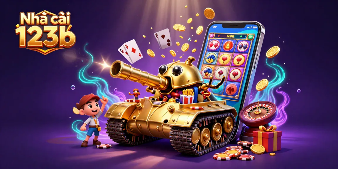 Experience thrilling jackpots and slots with Nhà cái 123b in this vibrant casino illustration.