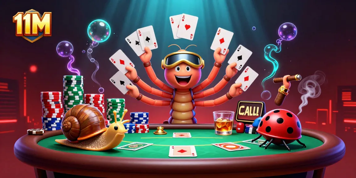 Experience the action of 11M with a lively dealer, high-roller, and excitement at the poker table.