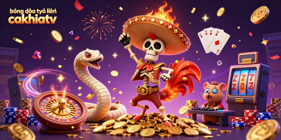 Engage with bóng đá trực tuyến cakhiatv gaming excitement featuring a festive 3D scene of joyful characters celebrating victory.
