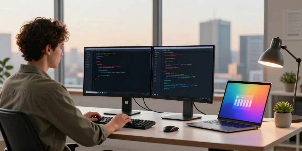 Developer using instant indexing API tools in a modern tech workspace.