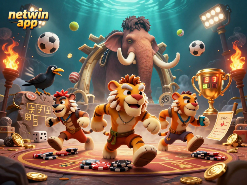 Engage in thrilling gaming with netwin app, showcasing vibrant prehistoric casino action.