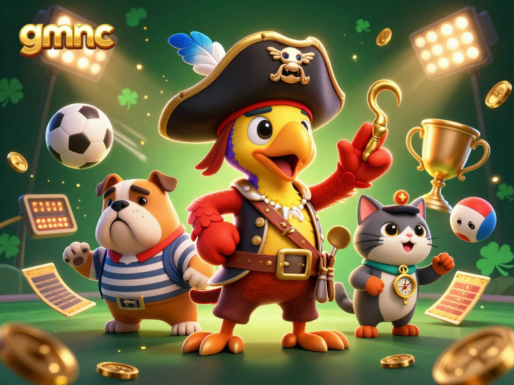 Betting slips, golden trophies, and sports balls spark excitement in gmnc.