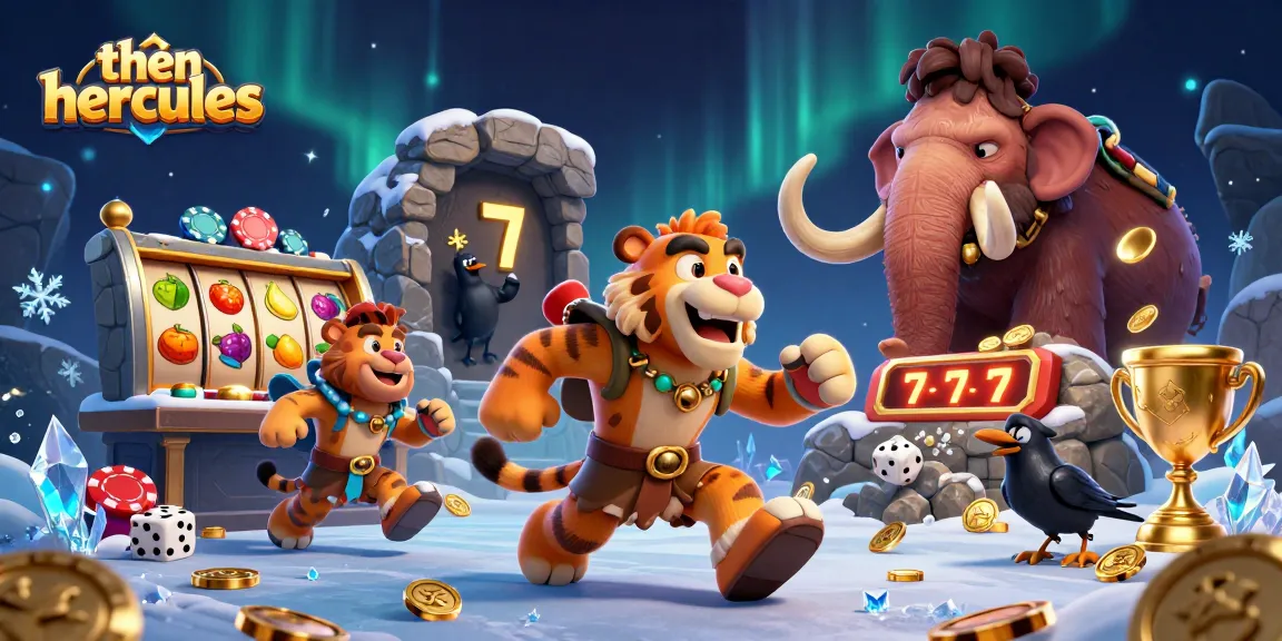 Experience fun with thần hercules while enjoying spin combinations from vibrant slot reels in a prehistoric casino.